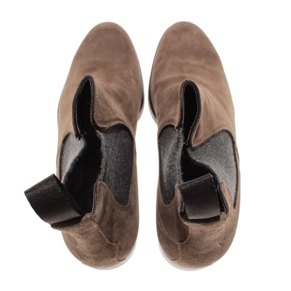 Di Bianco NWD Pull On Chelsea Boots Size 42 (US 9) in Brown Suede Made in Italy
